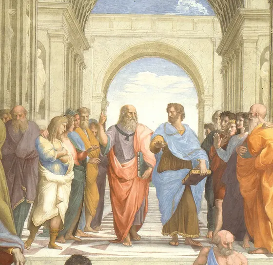 Plato and Aristotle in debate